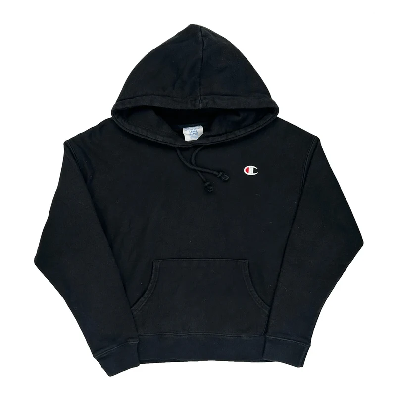 Reverse Weave Champion Hoodie - Large Black Cotton Blend