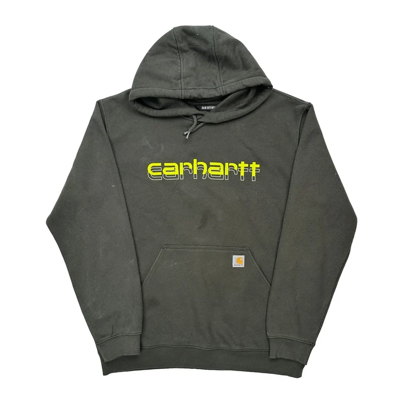 Carhartt Spellout Hoodie - Large Black Cotton