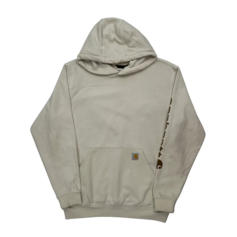 Loose Fit Carhartt Hoodie - Large Cream Cotton