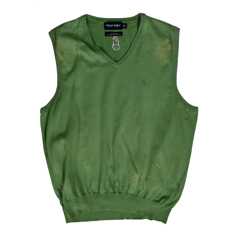 Polo By Ralph Lauren Sweater Vest - Large Green Cotton