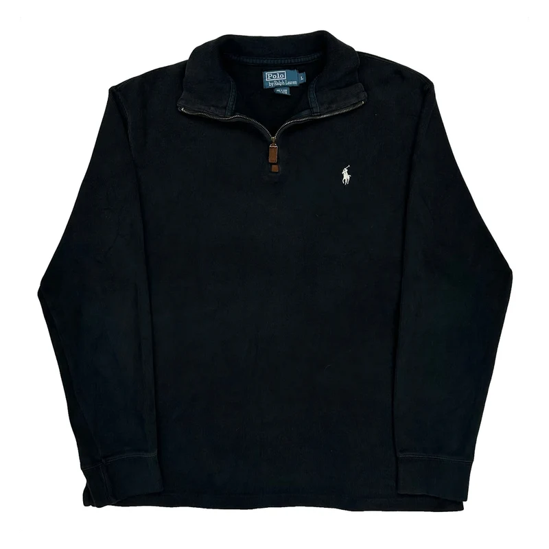 Polo By Ralph Lauren 1/4 Zip - Large Black Cotton