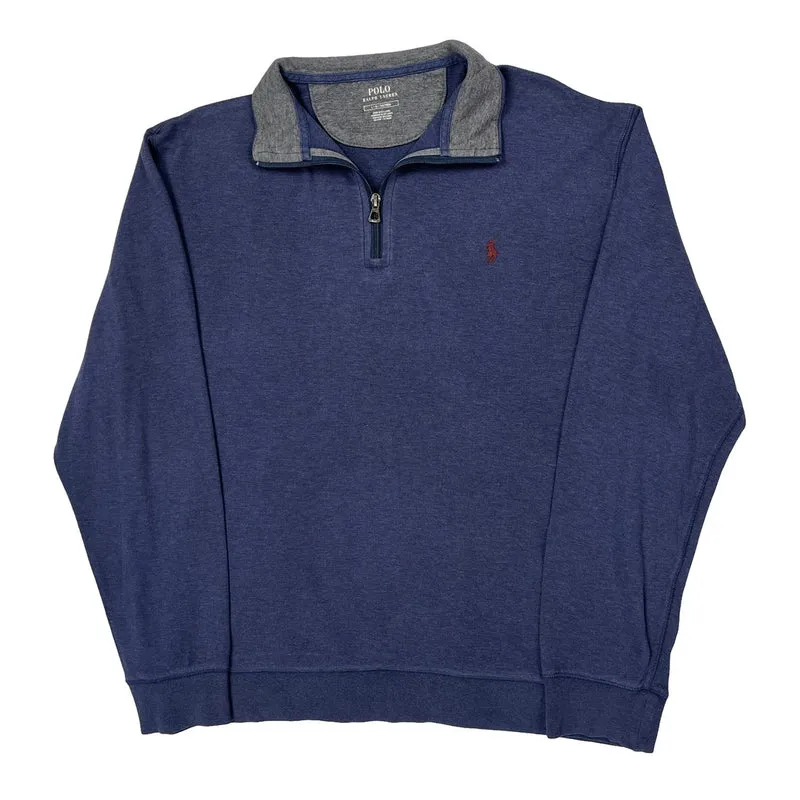 Polo By Ralph Lauren 1/4 Zip - Large Blue Cotton
