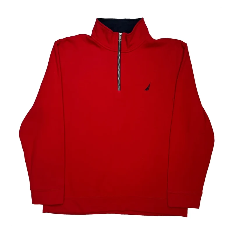 Nautica 1/4 Zip - XL Red Cotton