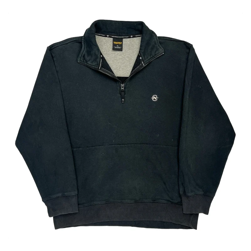 Nautica 1/4 Zip - XL Black Cotton Blend