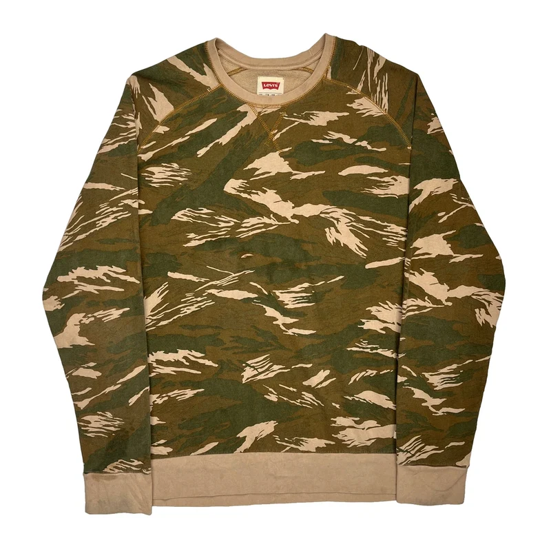 Levis Camo Sweatshirt - 2XL Green Cotton