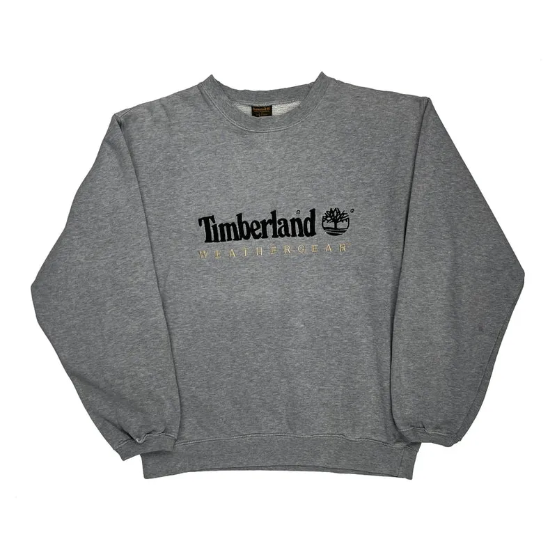 Timberland Spellout Sweatshirt - Small Grey Cotton Blend