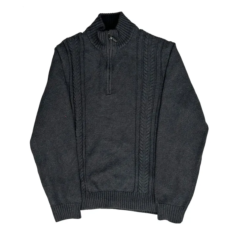 Calvin Klein 1/4 Zip - Large Black Cotton