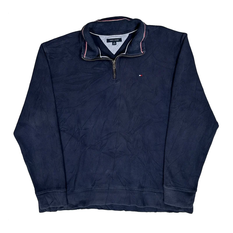 Tommy Hilfiger Collared Jumper - XL Navy Cotton