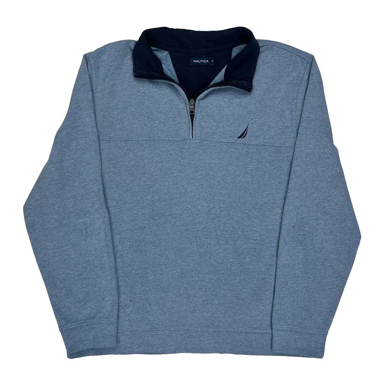 Nautica Collared 1/4 Zip - XL Blue Cotton