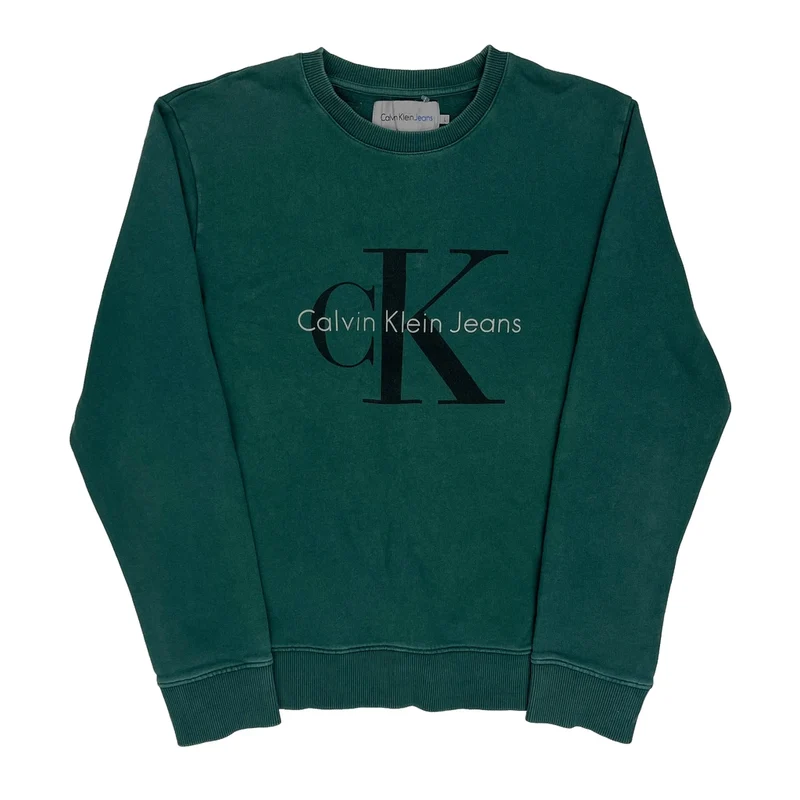 Calvin Klein Jeans Sweatshirt - Large Green Cotton