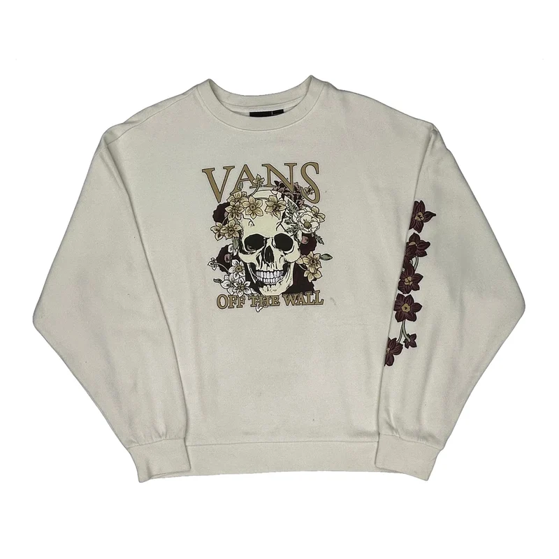 Vans Graphic Sweatshirt - Medium White Cotton