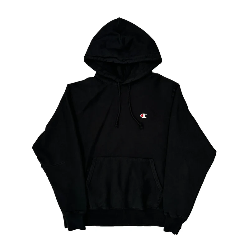 Reverse Weave Champion Hoodie - Large Black Cotton