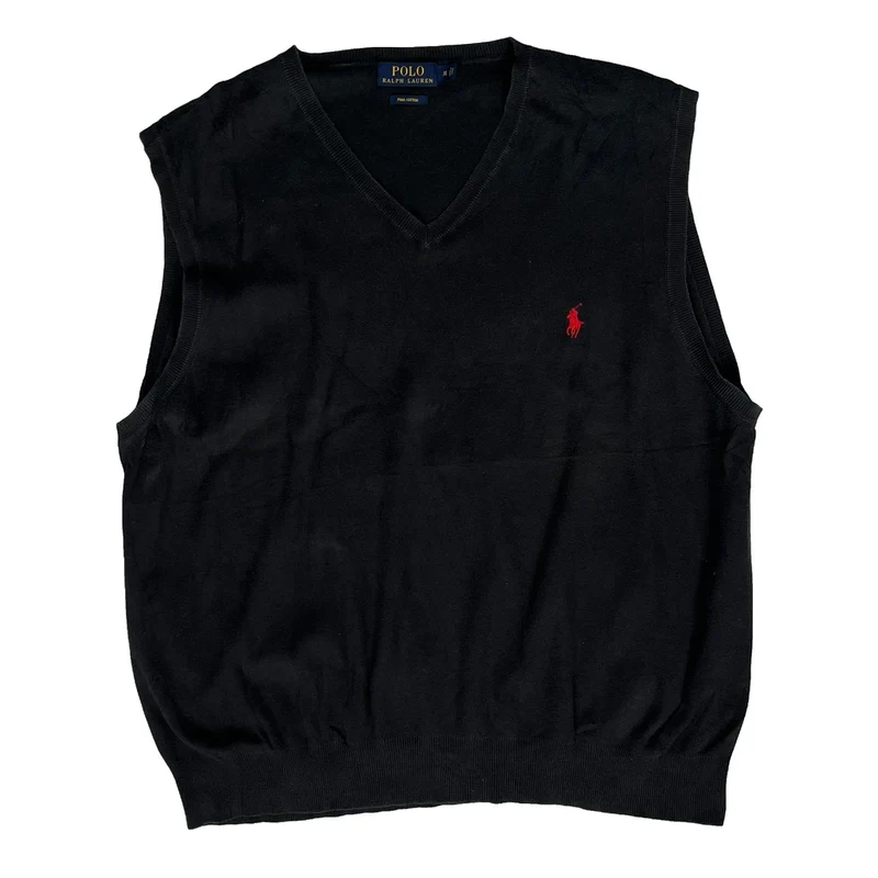 Polo By Ralph Lauren Sweater Vest - XL Black Cotton
