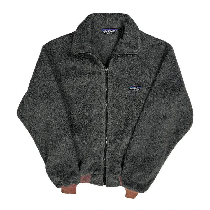 80S 90S Age 11-12 Patagonia Made In USA Fleece Jacket - Large Grey Polyester