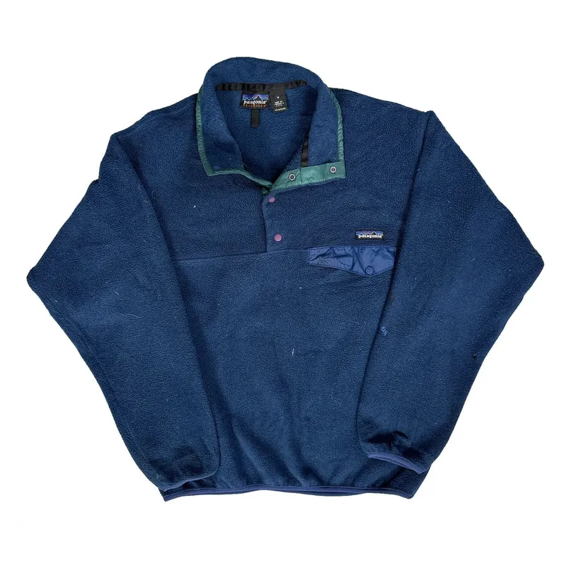Made In USA Patagonia Synchilla Snap T Fleece - Medium Blue Polyester