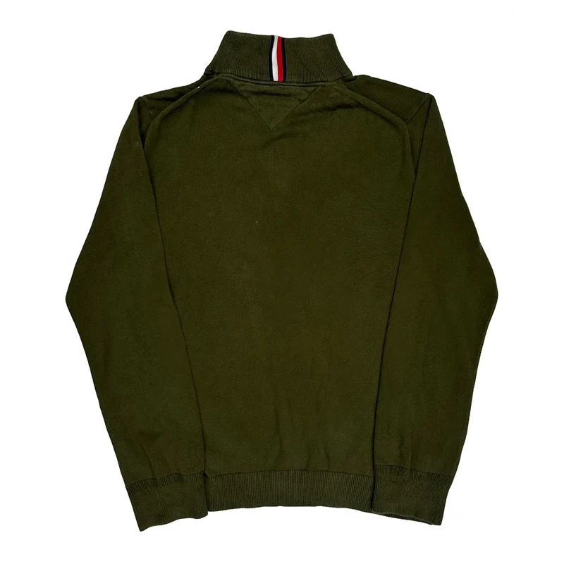 Tommy Hilfiger 1/4 Zip - Large Green Cotton