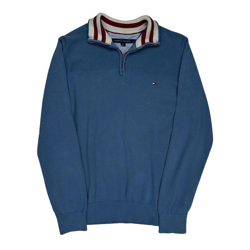 Tommy Hilfiger 1/4 Zip - Large Blue Cotton