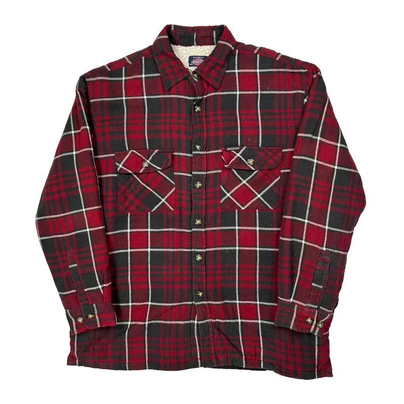 Dickies Checked Jacket - Large Red Cotton
