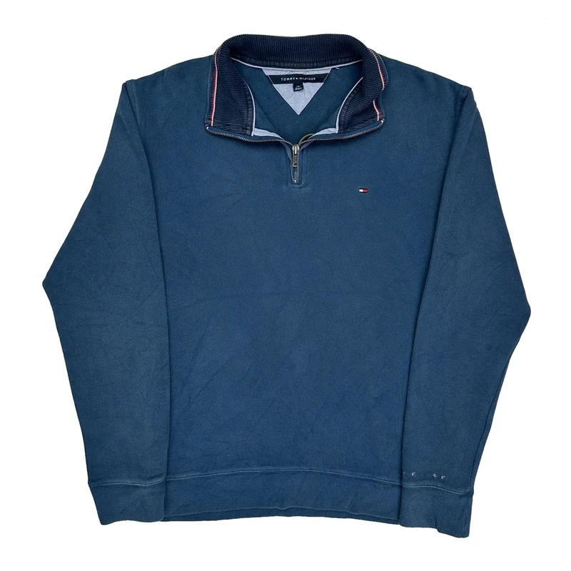 Tommy Hilfiger 1/4 Zip - Large Blue Cotton
