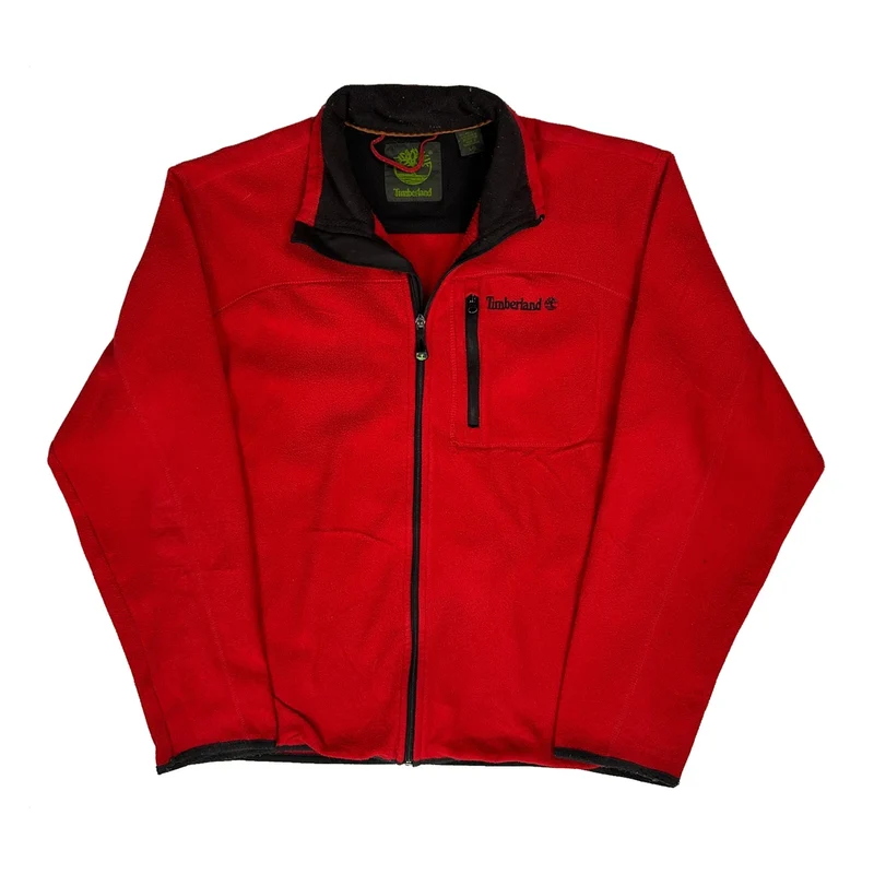 Timberland Fleece Jacket - Large Red Polyester