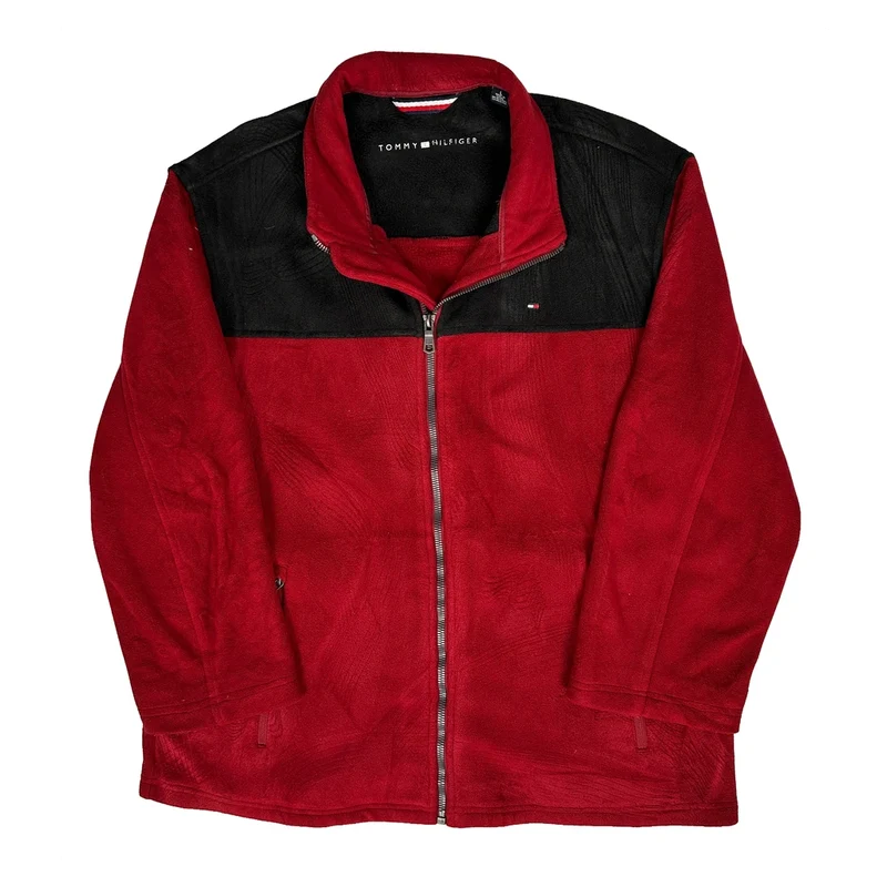 Tommy Hilfiger Fleece Jacket - Large Red Polyester