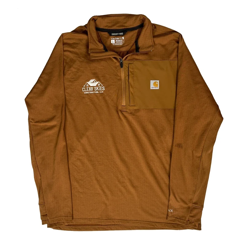 Clear Skies Construction, Llc Carhartt Tall 1/4 Zip - Large Brown Polyester