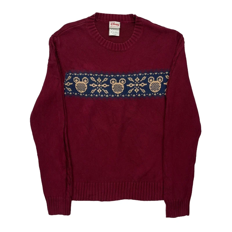Disney Christmas Jumper - Medium Burgundy Cotton