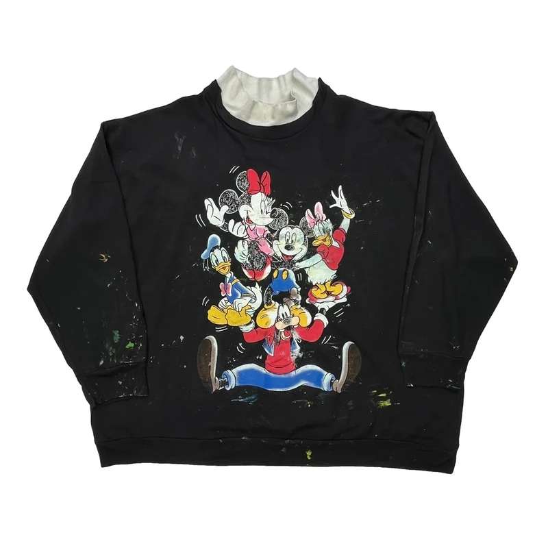 Mickey Mouse Disney Cartoon Sweatshirt - 2XL Black Cotton