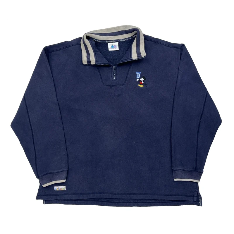 Disney Collared 1/4 Zip - 2XL Navy Cotton