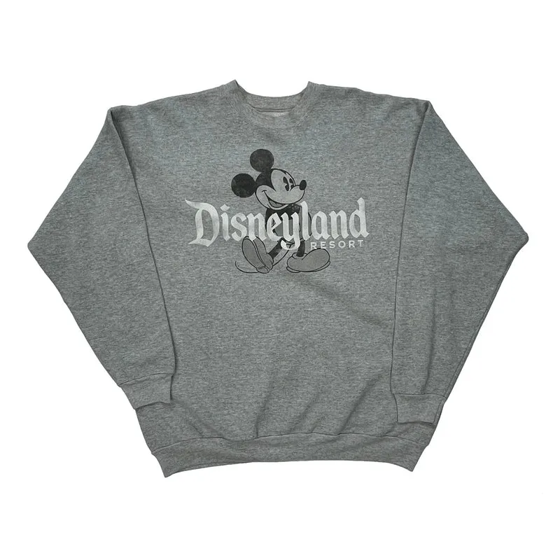 Mickey Mouse Disney Graphic Sweatshirt - XL Grey Cotton Blend