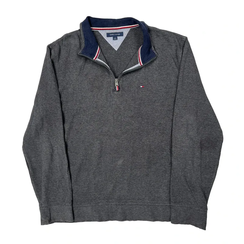 Tommy Hilfiger 1/4 Zip - Large Grey Cotton