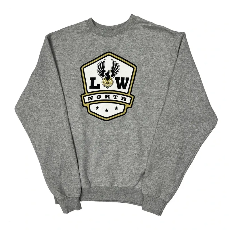 North Champion Graphic Sweatshirt - Medium Grey Cotton Blend