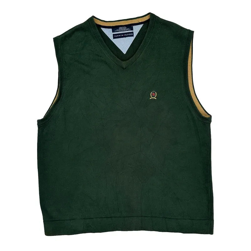 Tommy Hilfiger Sweater Vest - Large Green Cotton
