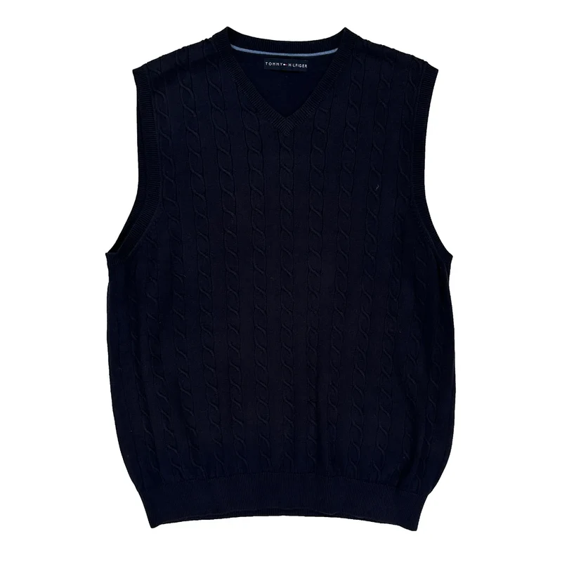Tommy Hilfiger Sweater Vest - Large Navy Cotton