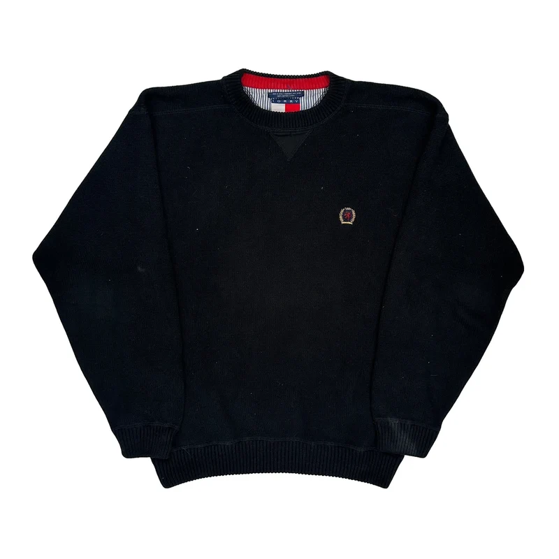 Tommy Hilfiger Chunky Knit Jumper - Large Black Cotton