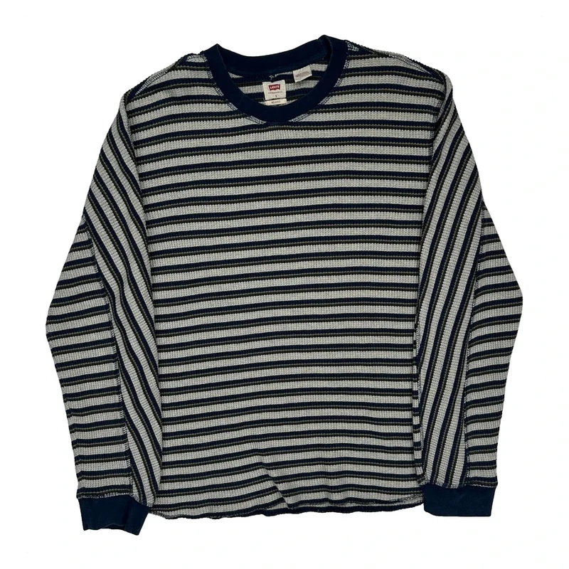 Levis Striped Jumper - Small Blue Cotton