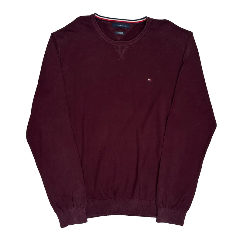 Tommy Hilfiger Jumper - Large Burgundy Cotton