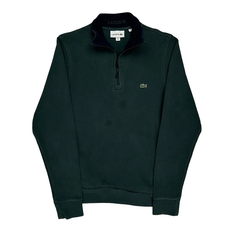 Lacoste 1/4 Zip - XL Green Cotton