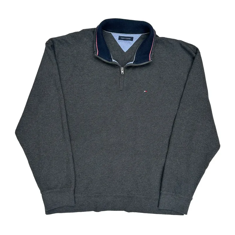 Tommy Hilfiger 1/4 Zip - 2XL Grey Cotton