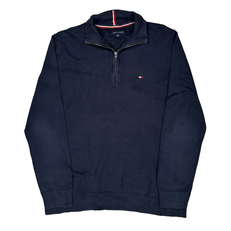 Tommy Hilfiger Collared Jumper - XL Navy Cotton