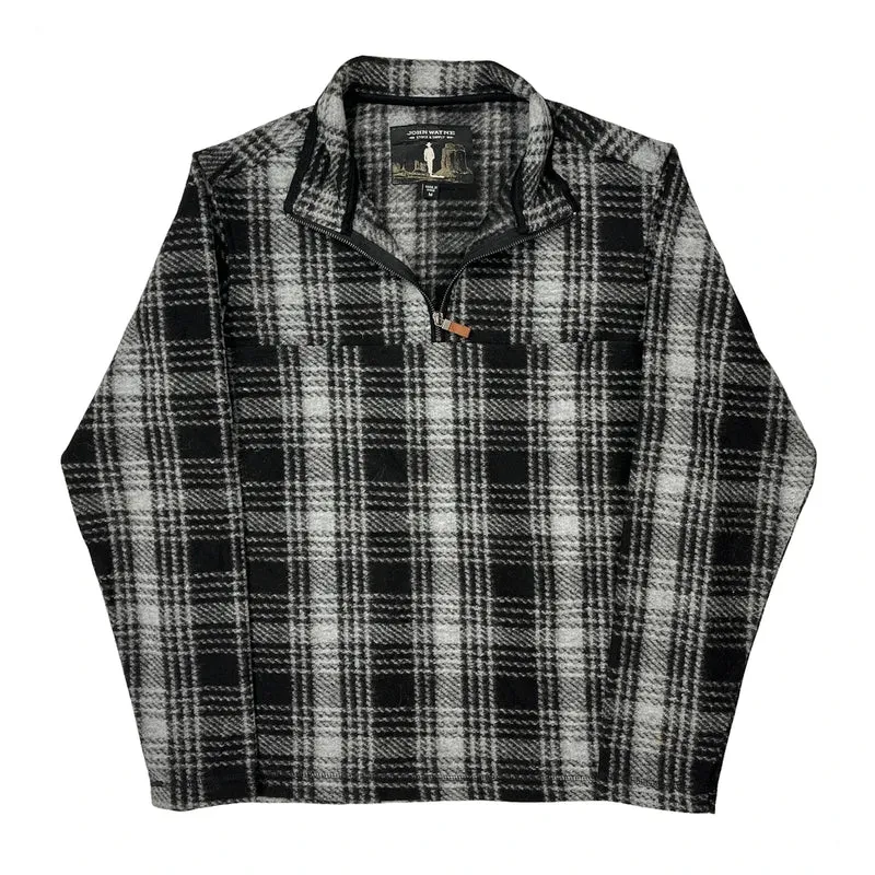 Unbranded Checked 1/4 Zip - Medium Black Polyester