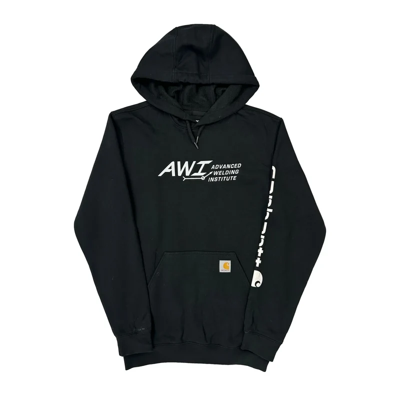 American Flag Print On Back Carhartt Graphic Hoodie - Small Black Cotton
