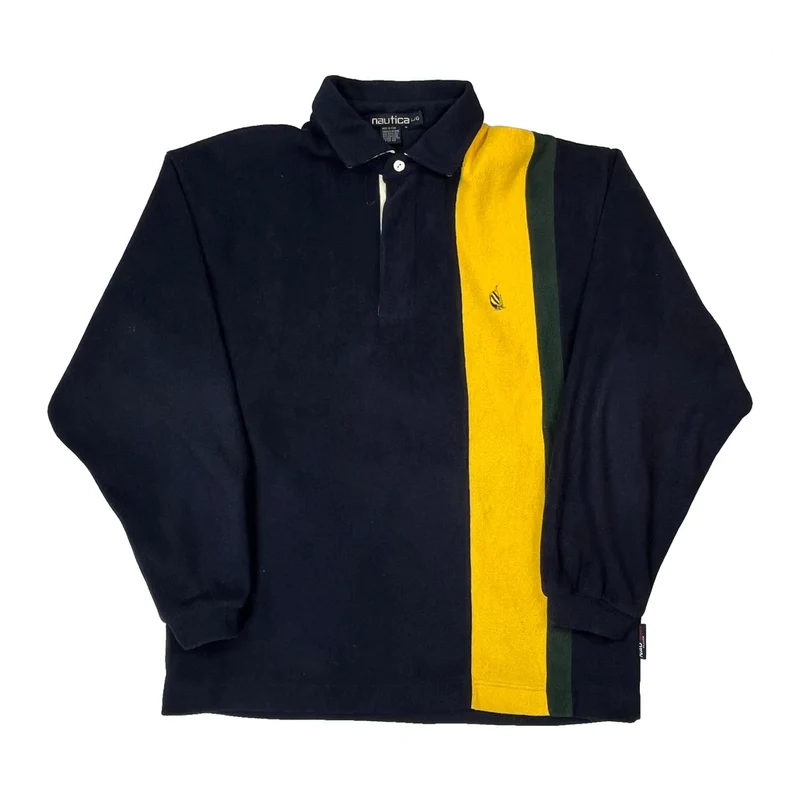 Nautica Striped Fleece - Large Navy Polyester