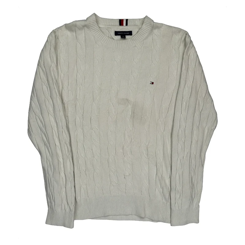 Tommy Hilfiger Cable Knit Jumper - XL Cream Cotton
