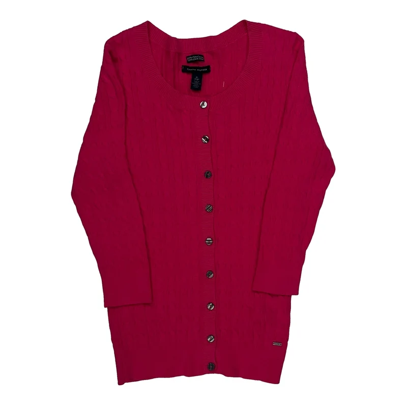 Cable Knit Tommy Hilfiger Jumper - XS Pink Cotton