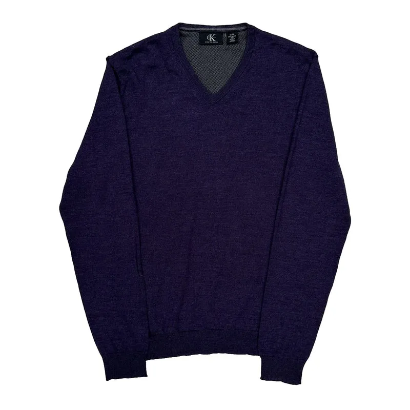 Calvin Klein Jumper - Large Purple Merino Wool