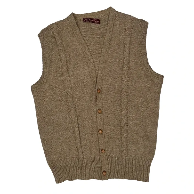 Levis Sweater Vest - Small Beige Wool Blend