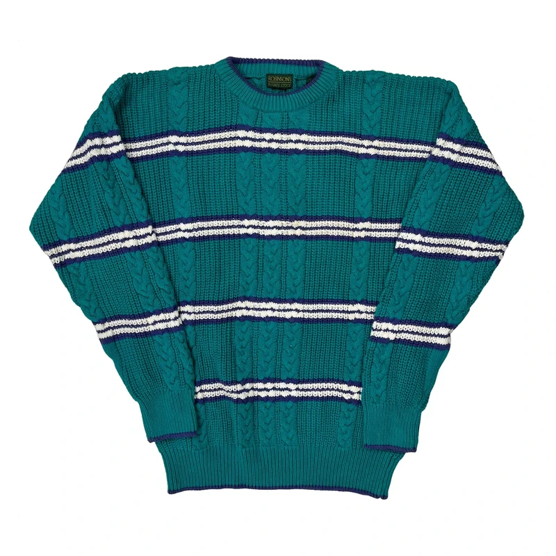 Unbranded Striped Jumper - Large Green Cotton