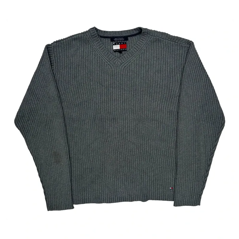 Tommy Hilfiger Chunky Knit Jumper - XL Grey Cotton