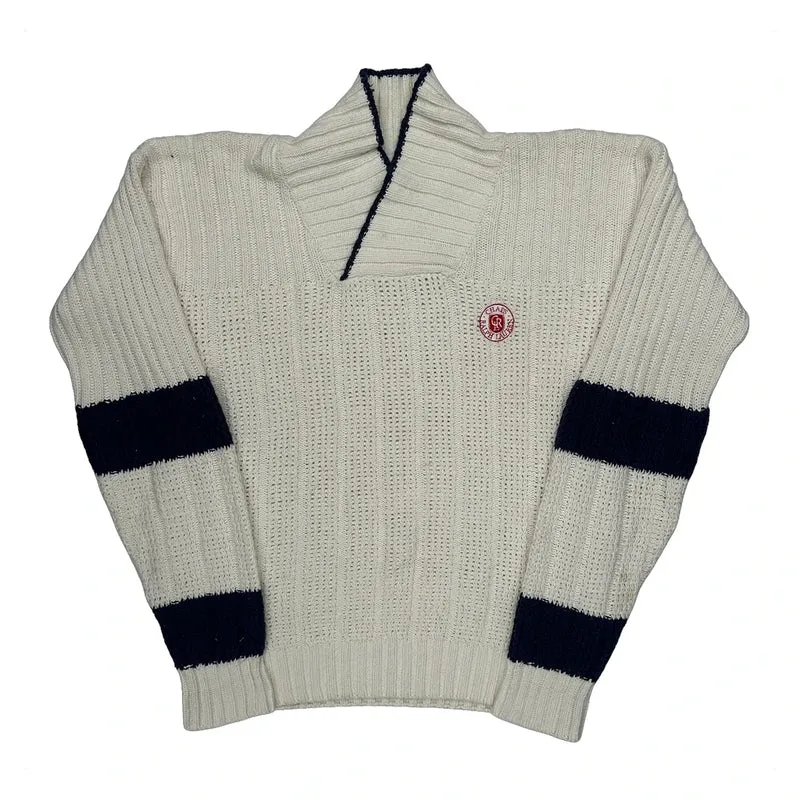 Chunky Knit Chaps Ralph Lauren Striped Jumper - Medium Cream Linen Blend